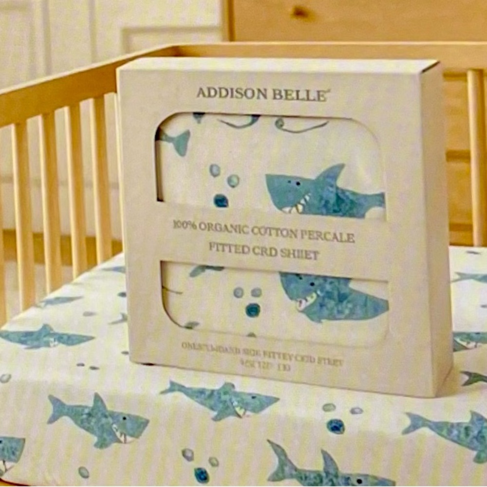 Blue Shark Organic Cotton Crib Sheet